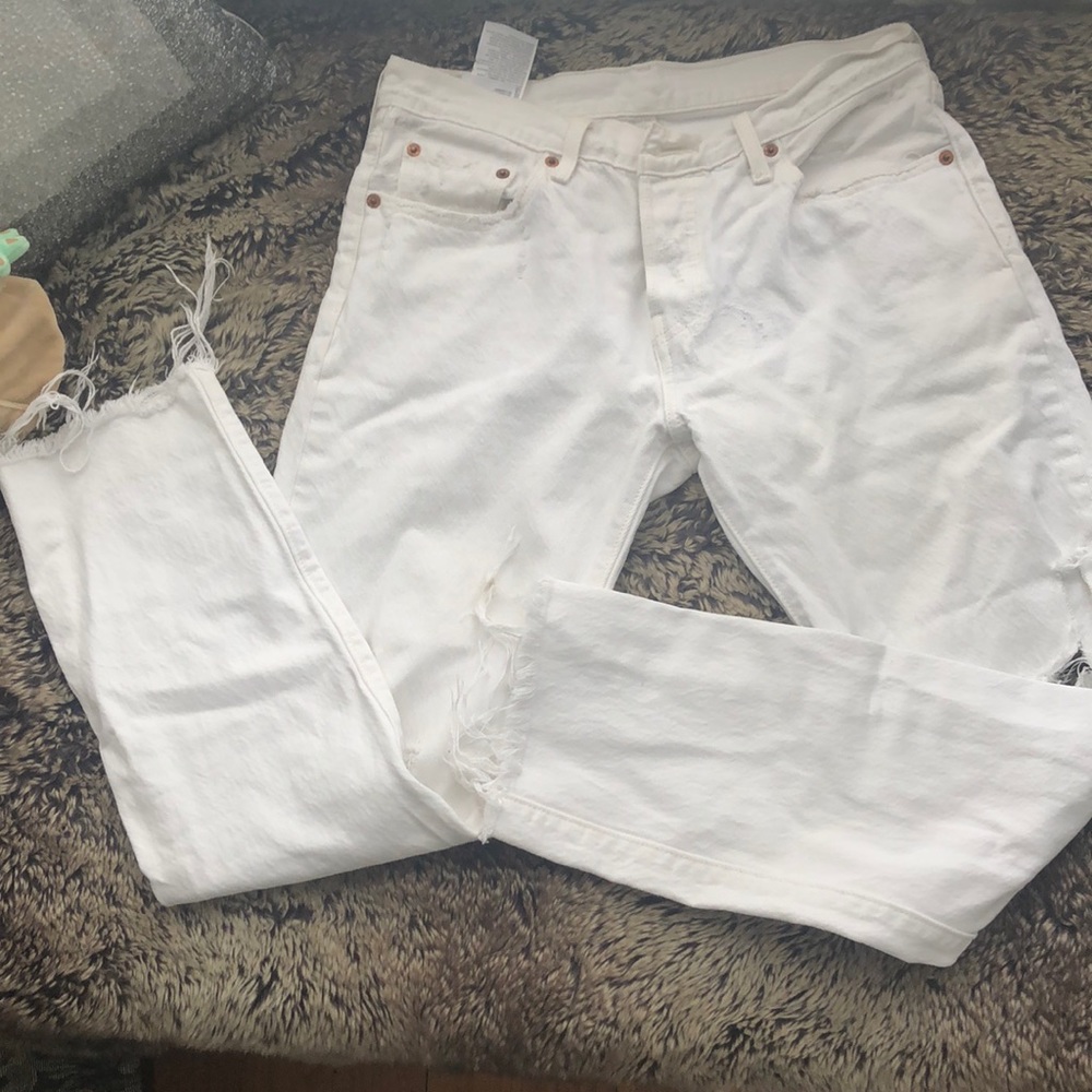 White Distressed Levi Jeans - Custom Made